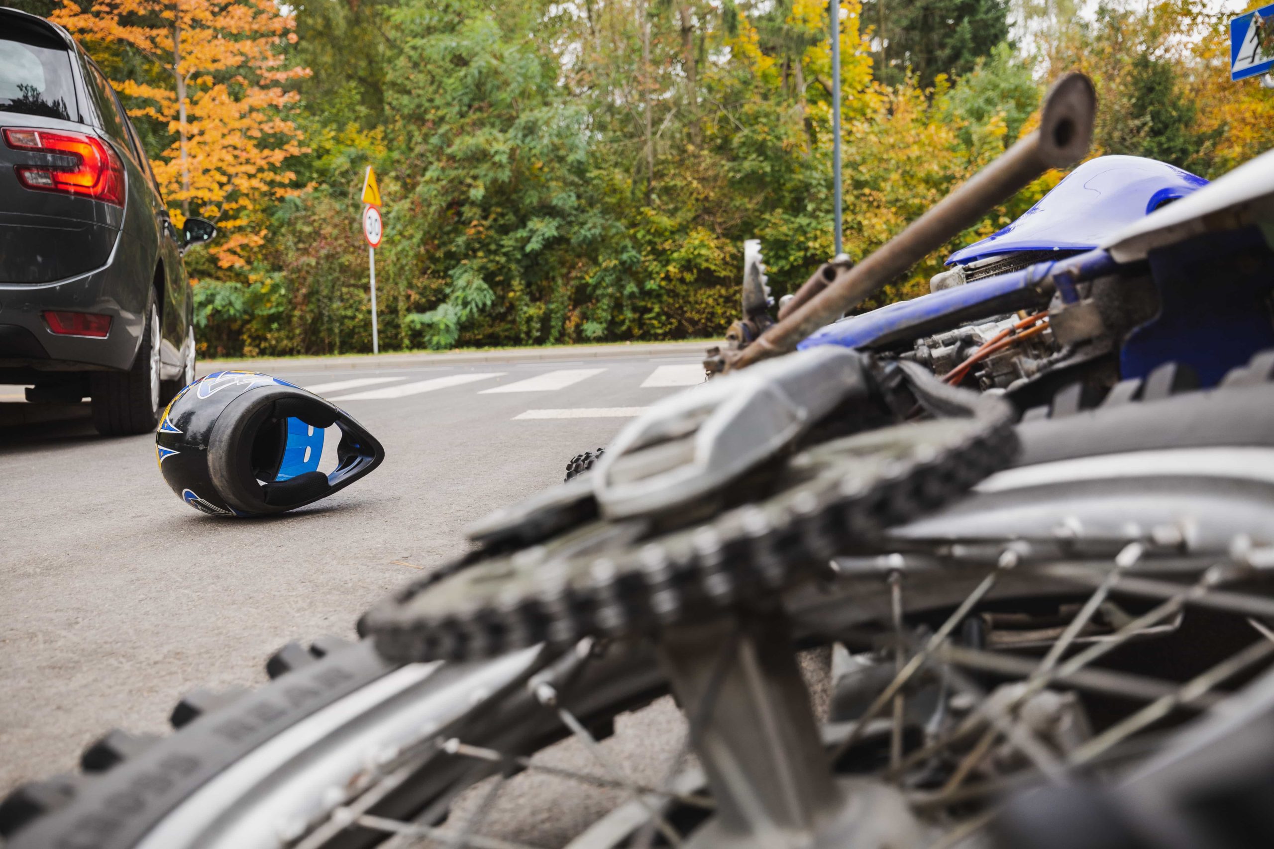 motorcycle accident rural-road wreck